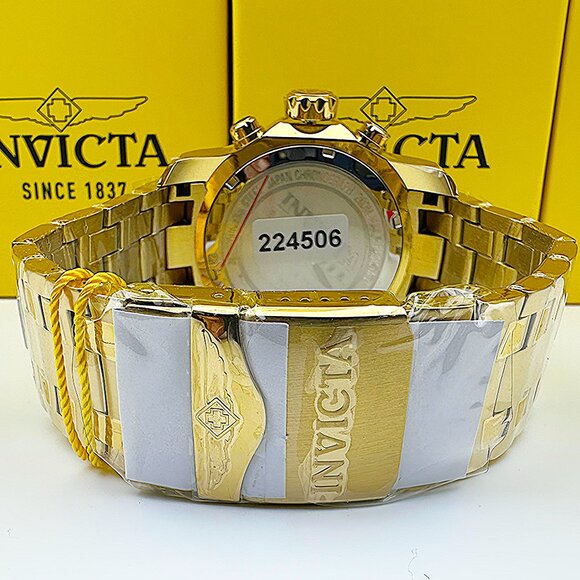 Invicta Men's 48mm PRO DIVER Scuba Chronograph Gold Dial 18K Gold Plated Watch - Picture 7 of 9